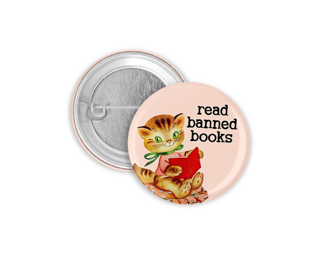 Read Banned Books Cat Pinback Button