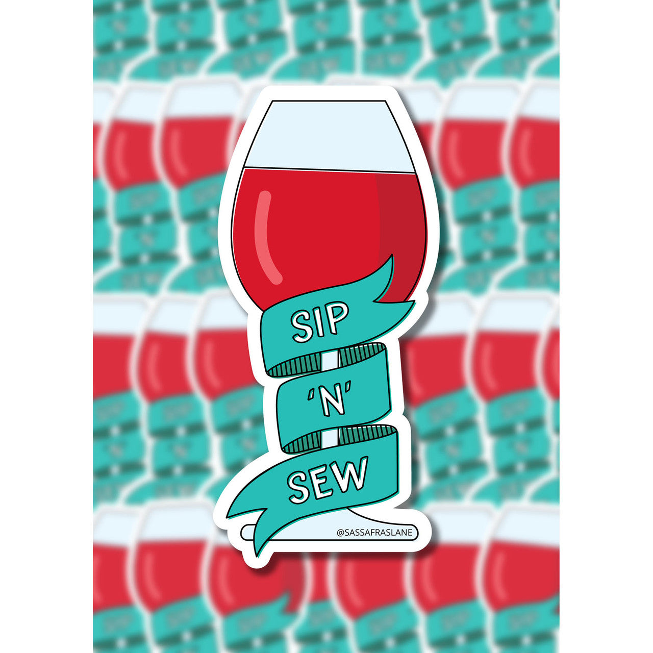 Sip 'n' Sew Wine Sticker