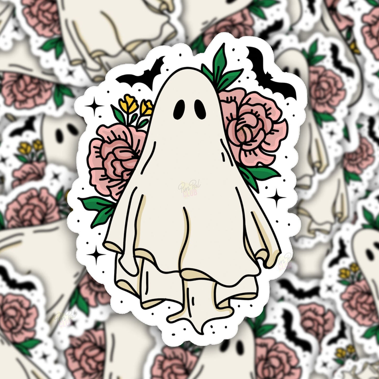Floral Ghost Vinyl Sticker