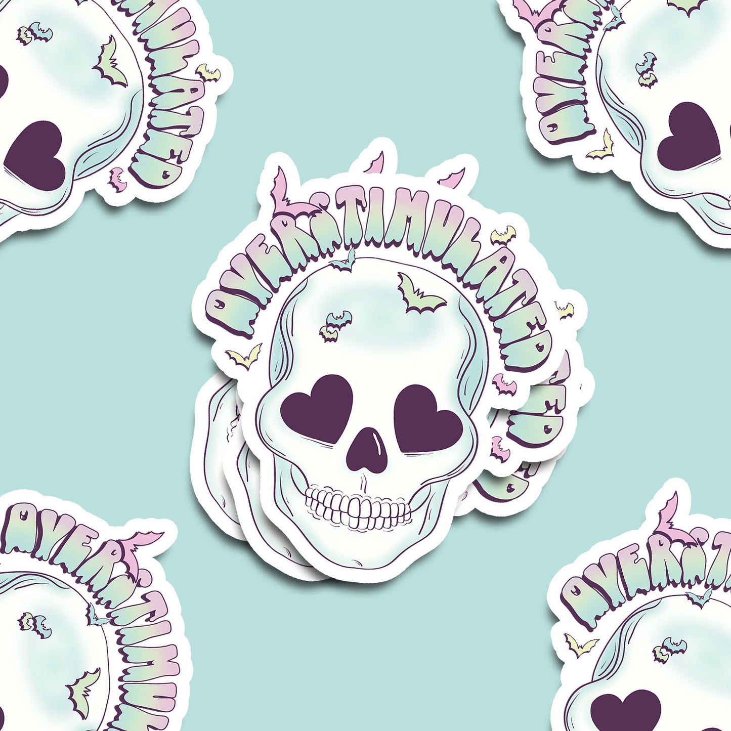 Overstimulated Skull Vinyl Sticker