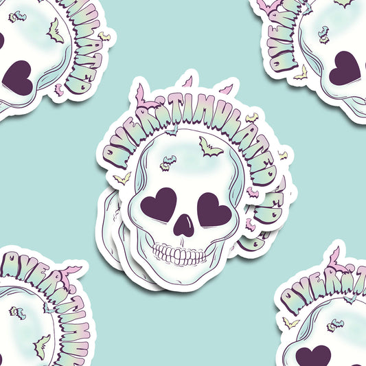 Overstimulated Skull Vinyl Sticker